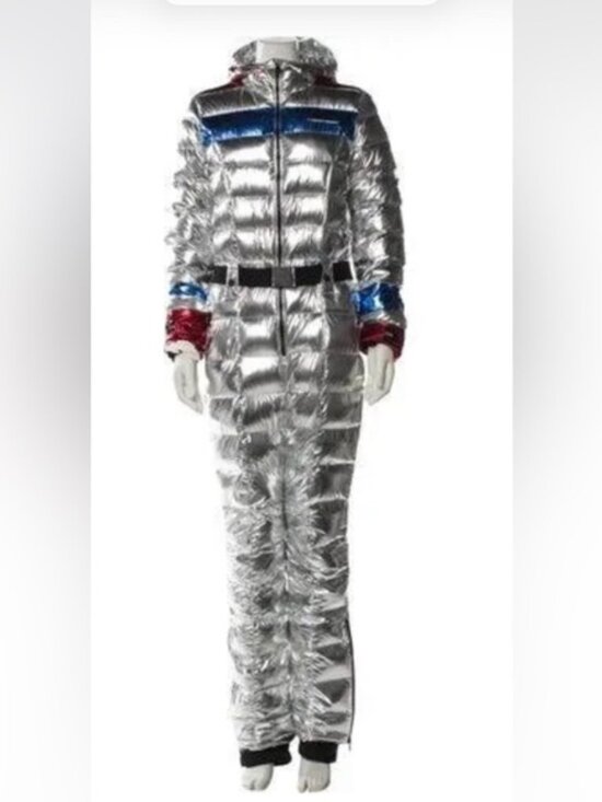 Perfect Moment Silver Ski Jumpsuit with Red and Blue Accents - Picture 8 of 8